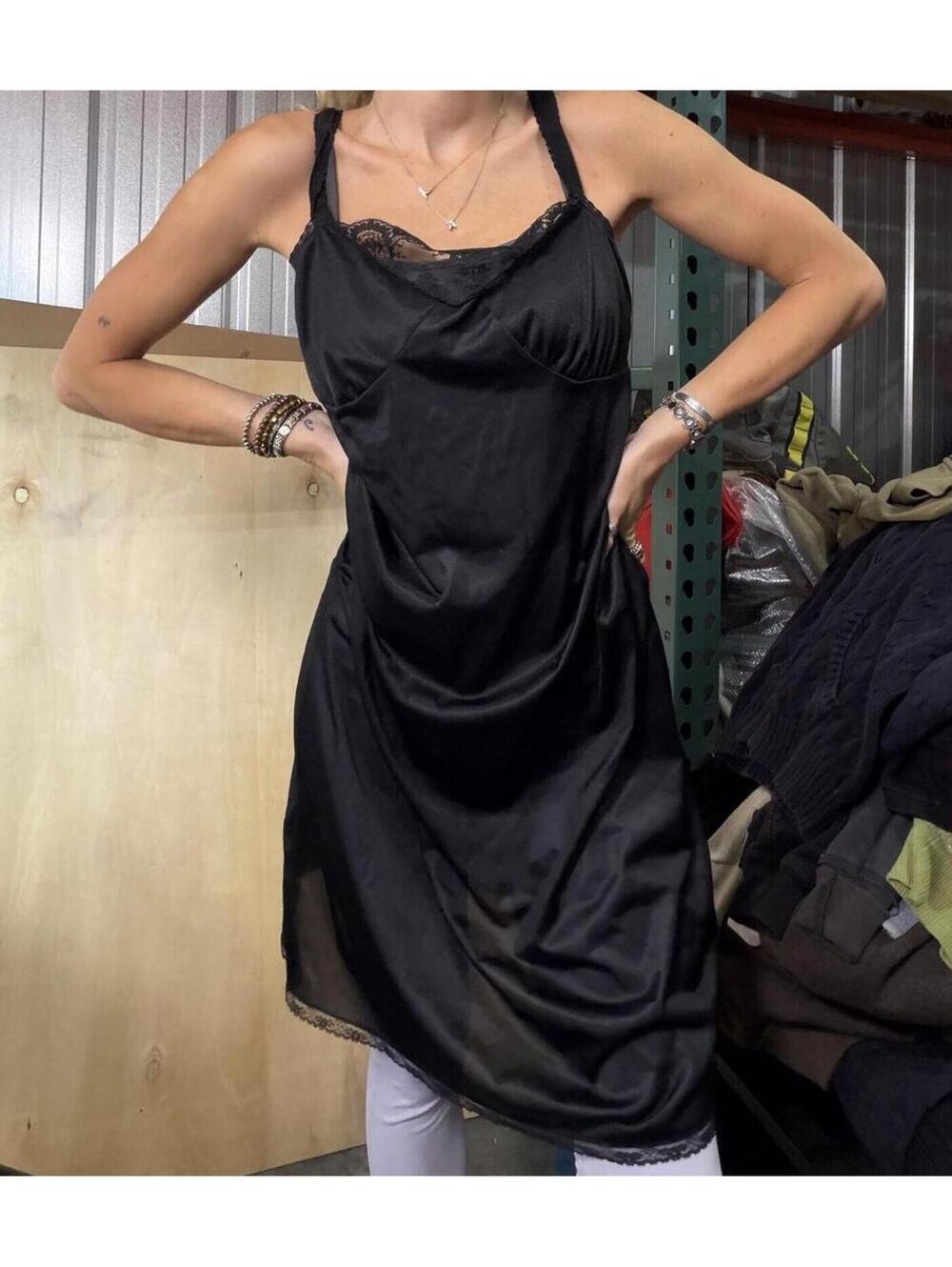Y2K Black Slip Dress